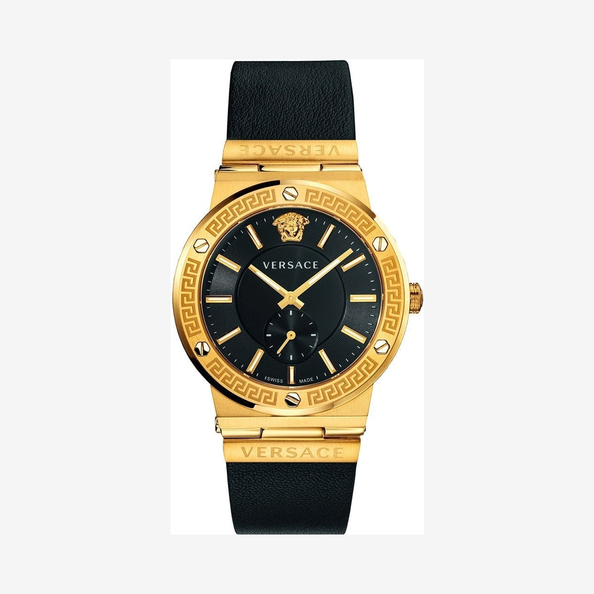 Versace Greca Logo Black Leather Wristwatch