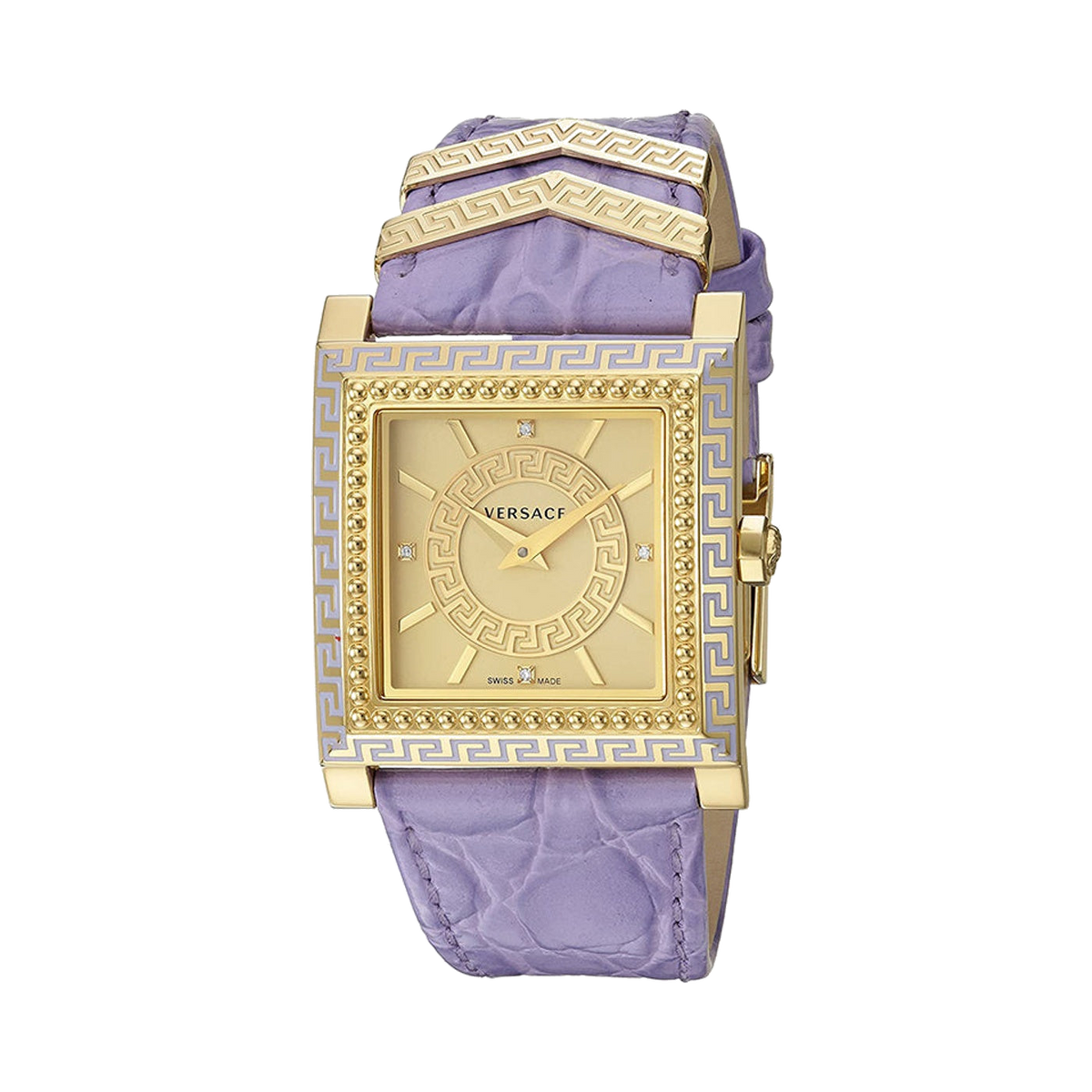 Versace DV-25 Purple Leather Gold Dial 30 mm Ladies Watch
