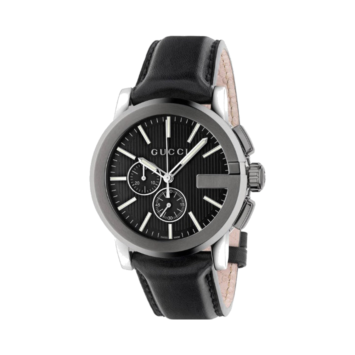 Gucci G-Chrono Black Leather Chronograph 44 mm