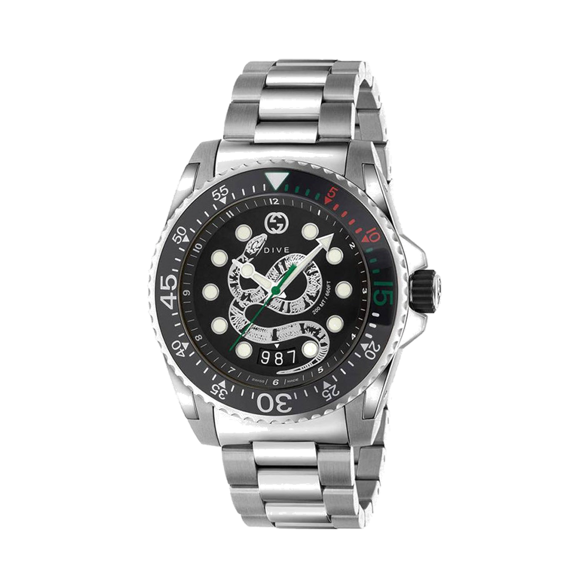 Gucci Dive Serpenti Motif Stainless-steel Wristwatch