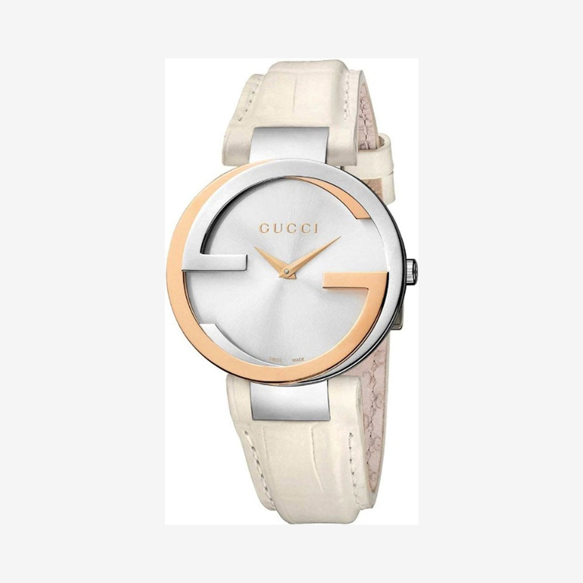 Gucci Interlocking White Leather Wristwatch