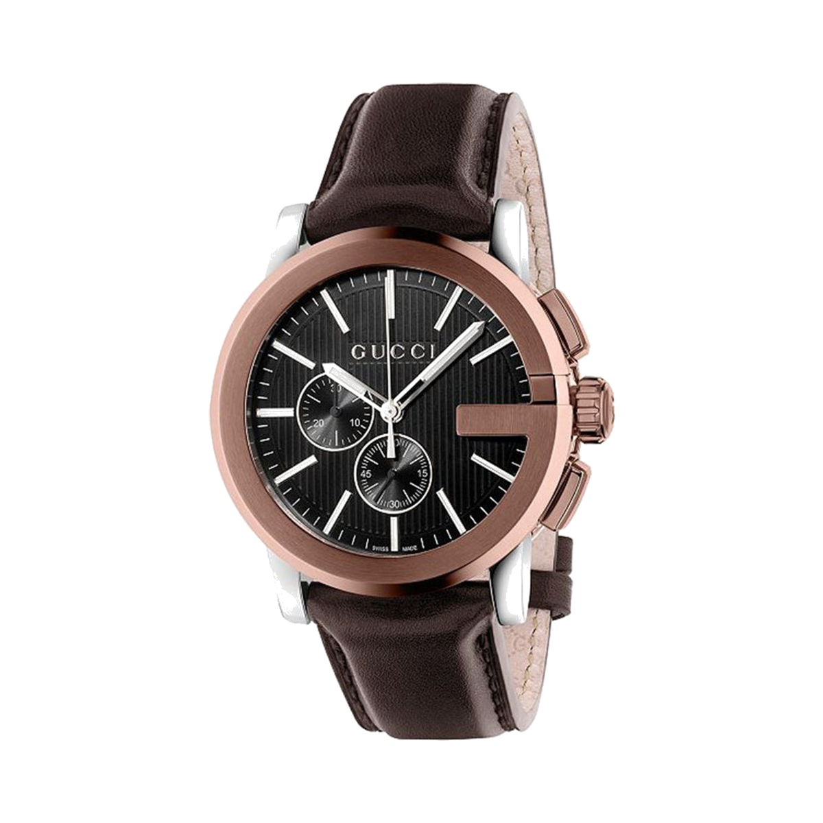 Gucci G-Chrono Swiss Chronograph Brown Leather 44 mm