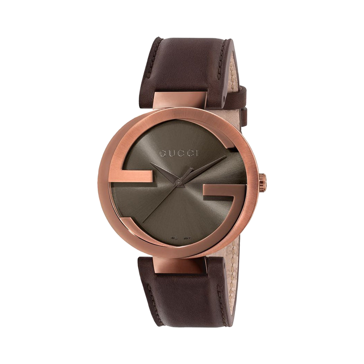 Gucci Interlocking Brown Leather Men's Watch
