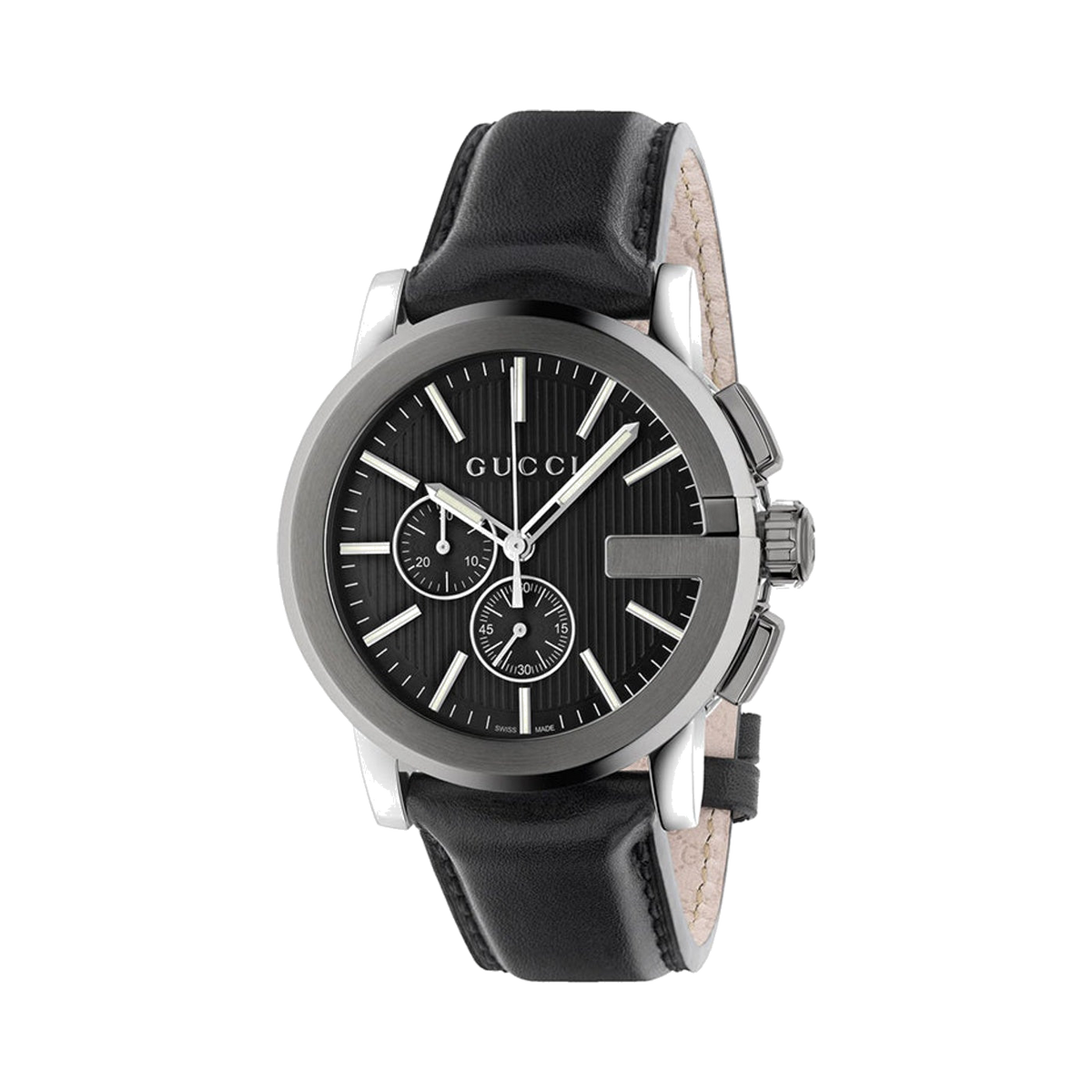 Gucci G-Chrono Black Leather 44 mm Men's Watch
