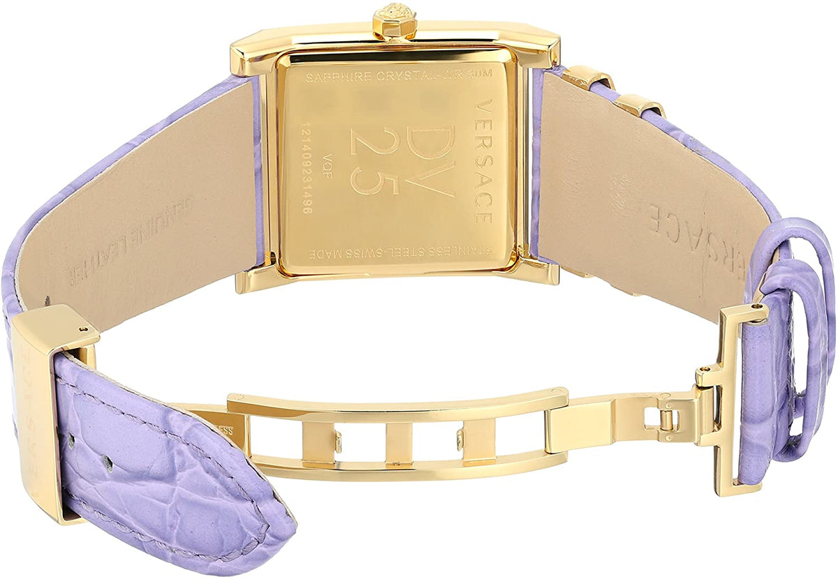 Versace DV-25 Purple Leather Gold Dial 30 mm Ladies Watch