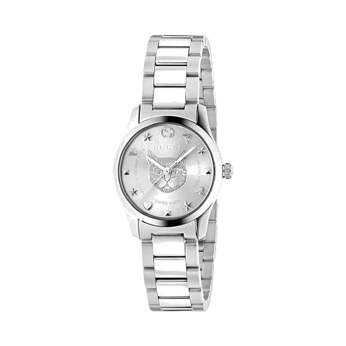 Gucci G-Timeless Feline Head Silver Watch