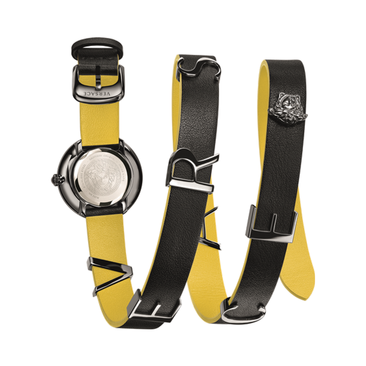 Versace V-Flare Black Leather Wrap 28 mm Ladies Watch