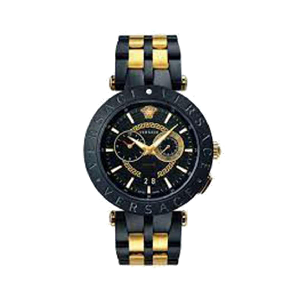 Versace V-Race Black Two-tone Bracelet Chronograph Wristwatch