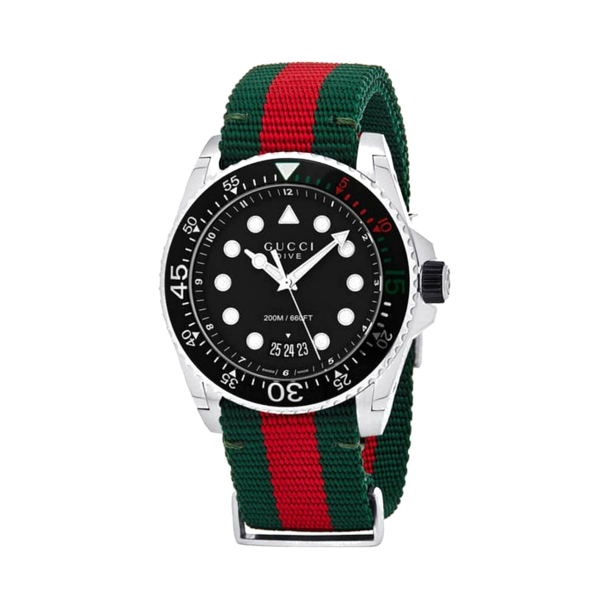 Gucci Dive Red and Green Nylon Wristwatch