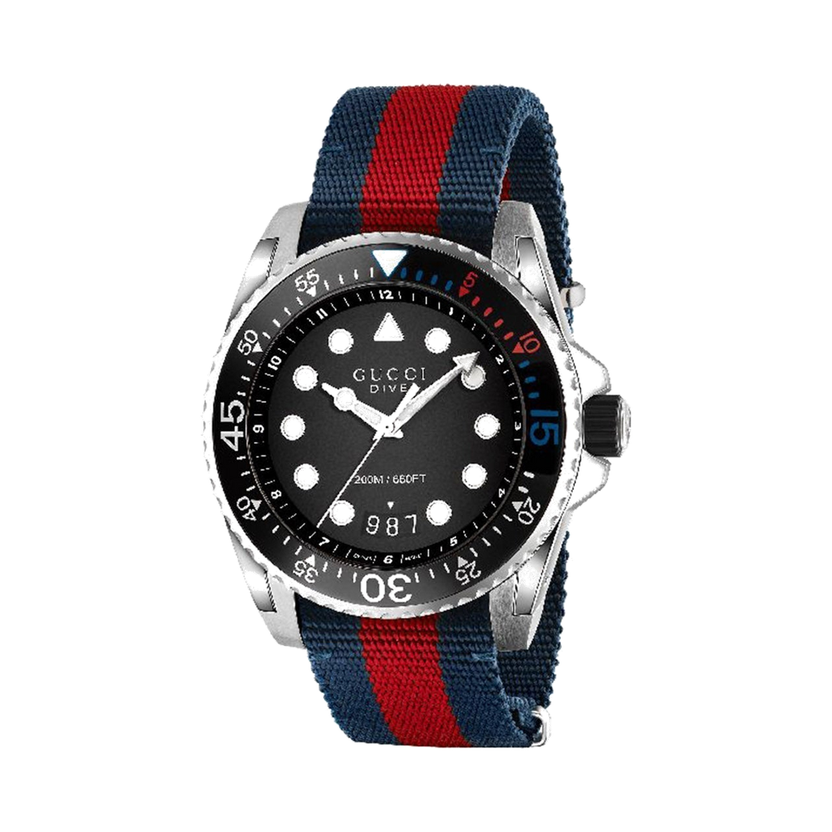 Gucci Dive Blue and Red Nylon Wristwatch