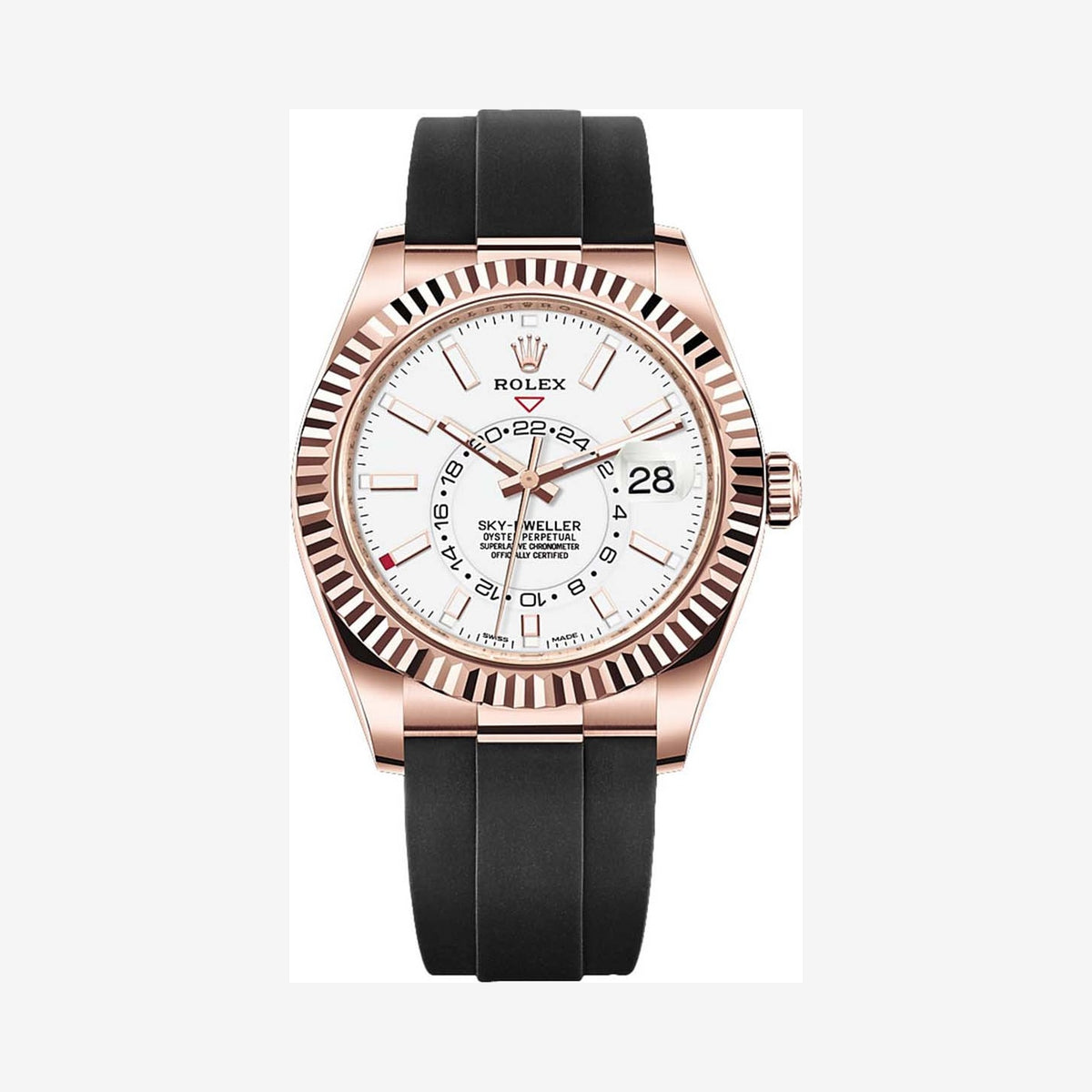 Rolex Everose gold Sky-Dweller White Dial flex 42 mm Watch