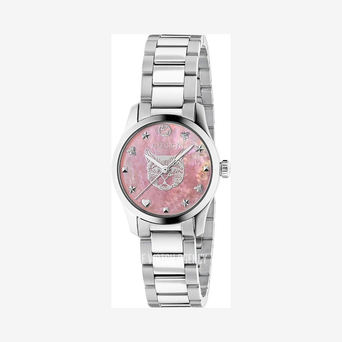 Gucci G-Timeless Pink Mother of Pearl Feline Head Wristwatch