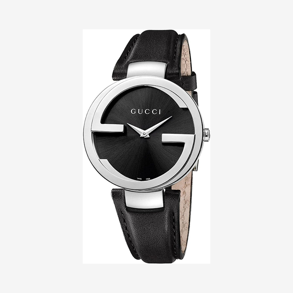 Gucci Interlocking G 37 mm Black Leather Wristwatch