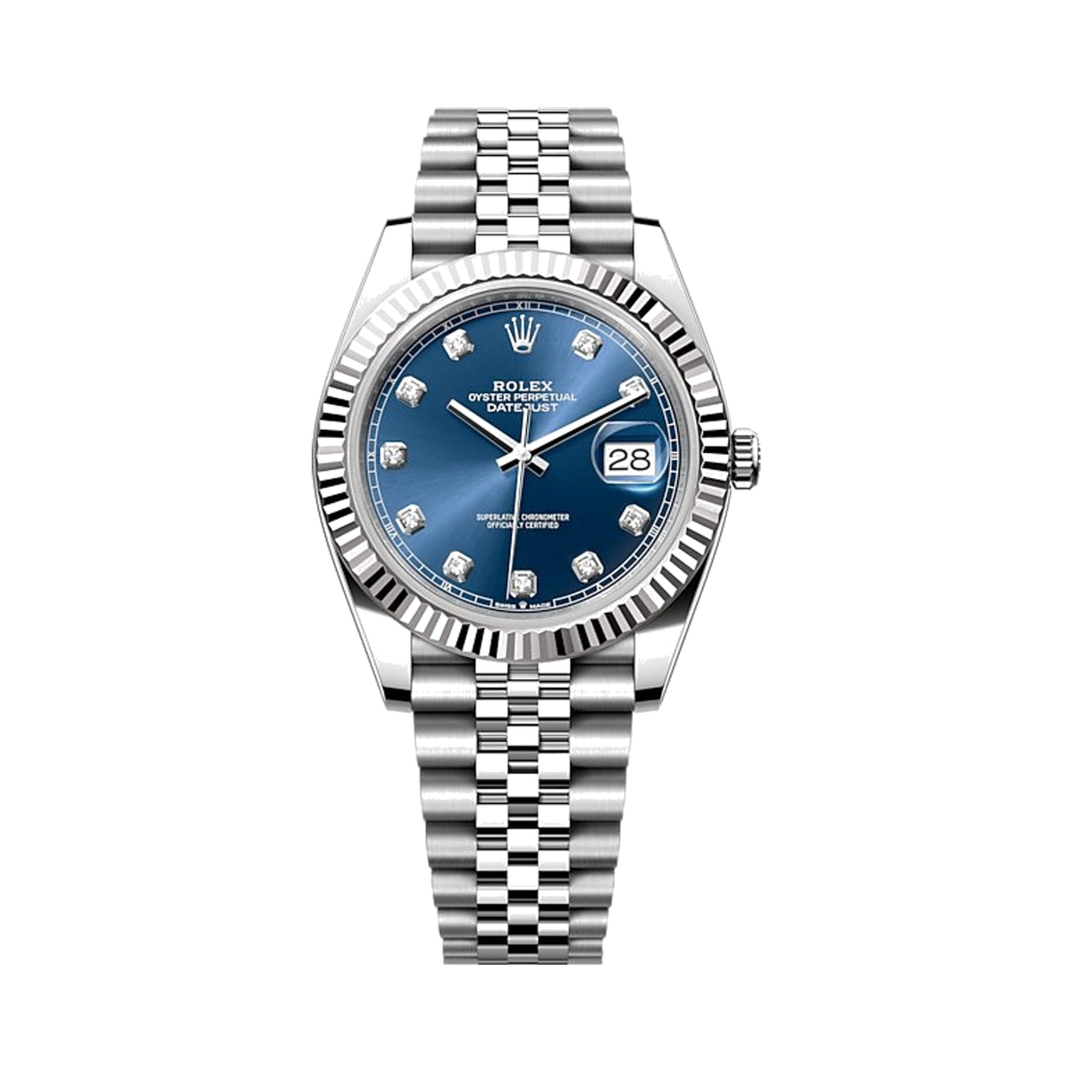 New Rolex Datejust 41 Bright Blue Diamond Set Dial Watch 2026