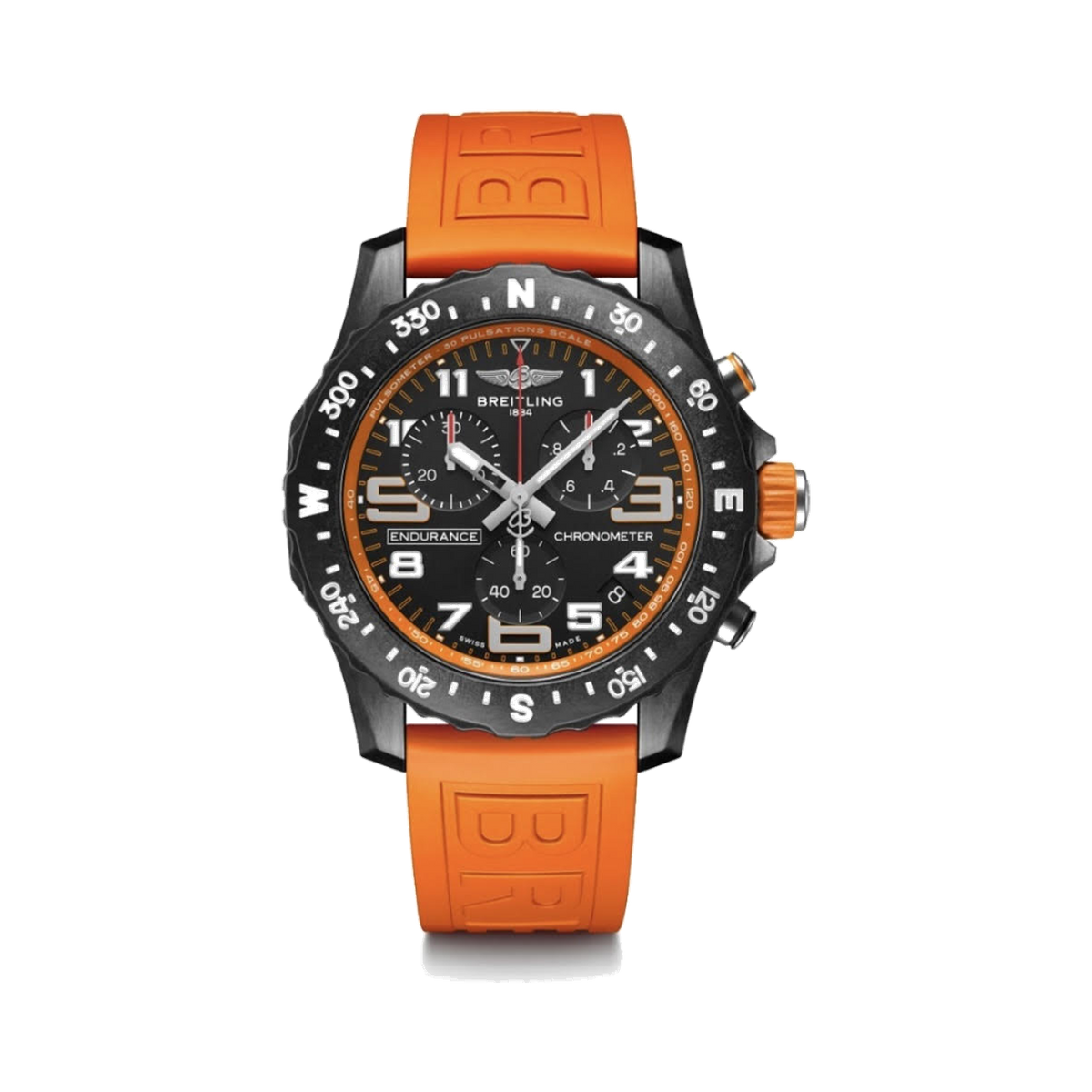Breitling Endurance Pro Chronograph Quartz Black Dial Orange Strap Men's Watch - Lc Watches