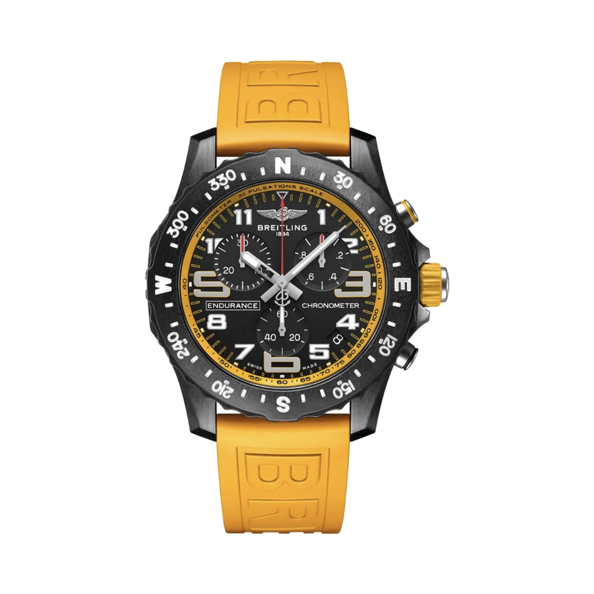 Breitling Endurance Pro Chronograph Quartz Black Dial Yellow Strap Men's Watch - Lc Watches