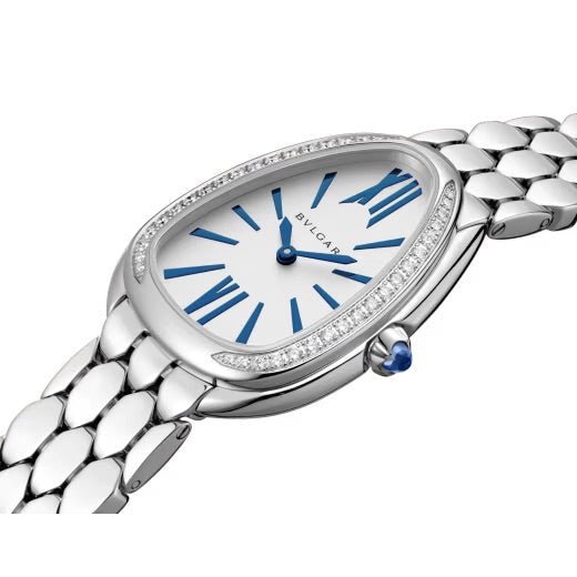 Bvlgari Serpenti Seduttori 18 KT White Gold Bezel Watch With Diamonds - Lc Watches