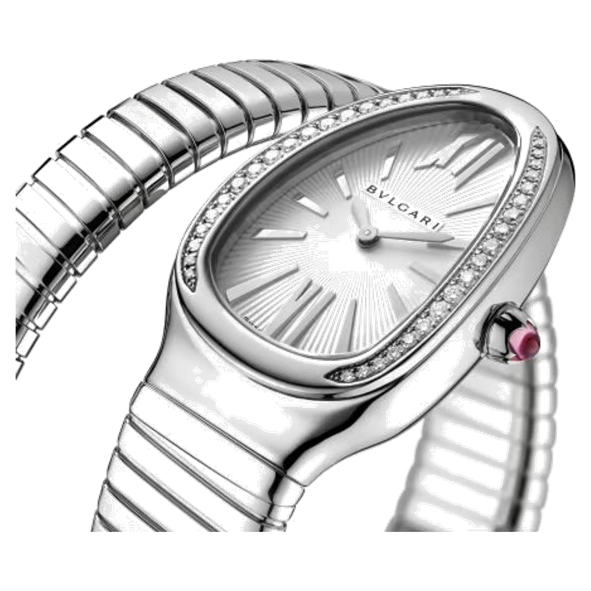 Bvlgari Serpenti Tubogas 35 mm Stainless Steel Lady Watch With Diamonds - Lc Watches