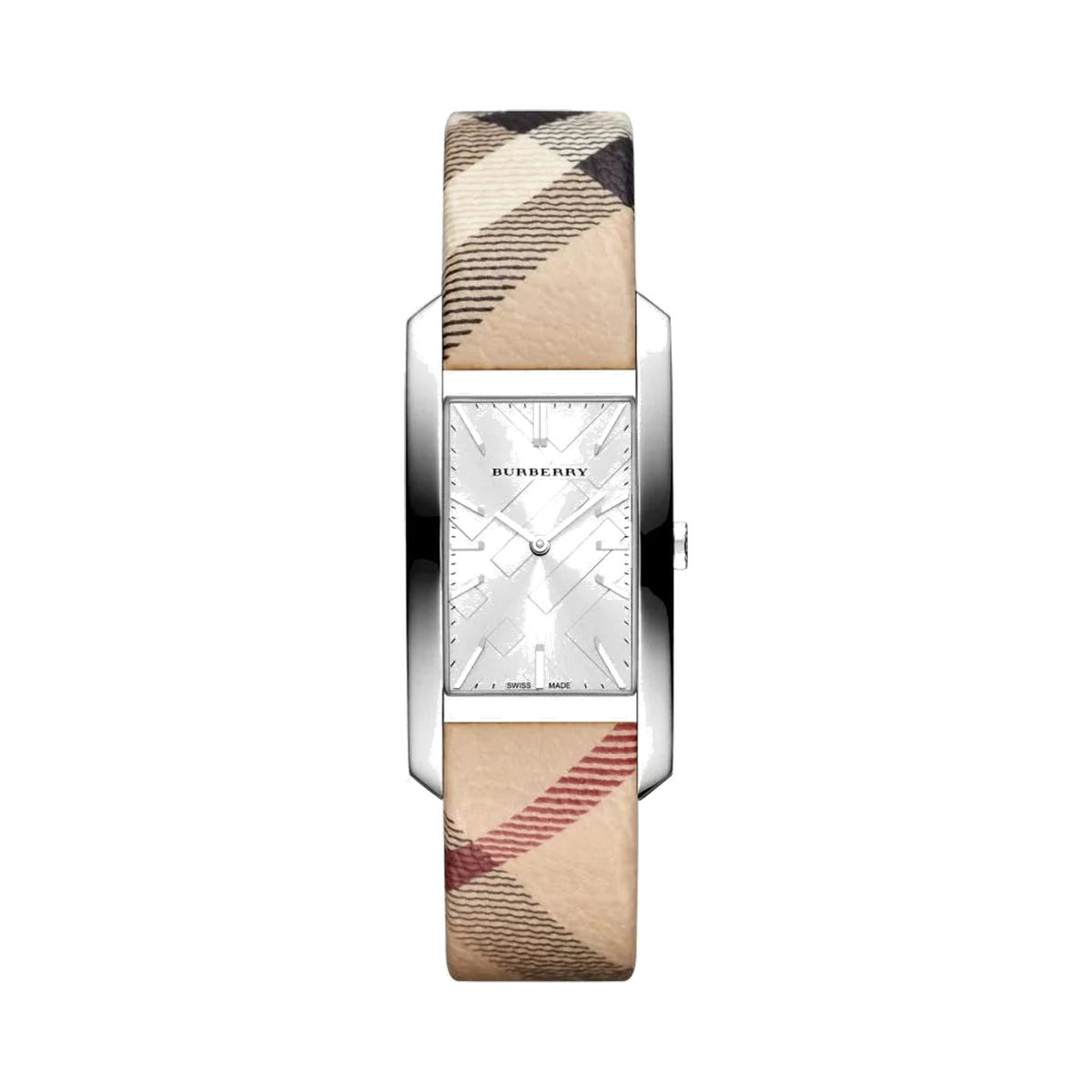 Burberry The Pioneer Silver Check-stamped Dial Haymarket Check Ladies Watch
