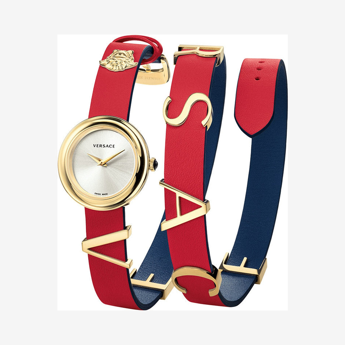 Versace V-Flare Red Leather Wrap 28 mm Ladies Watch