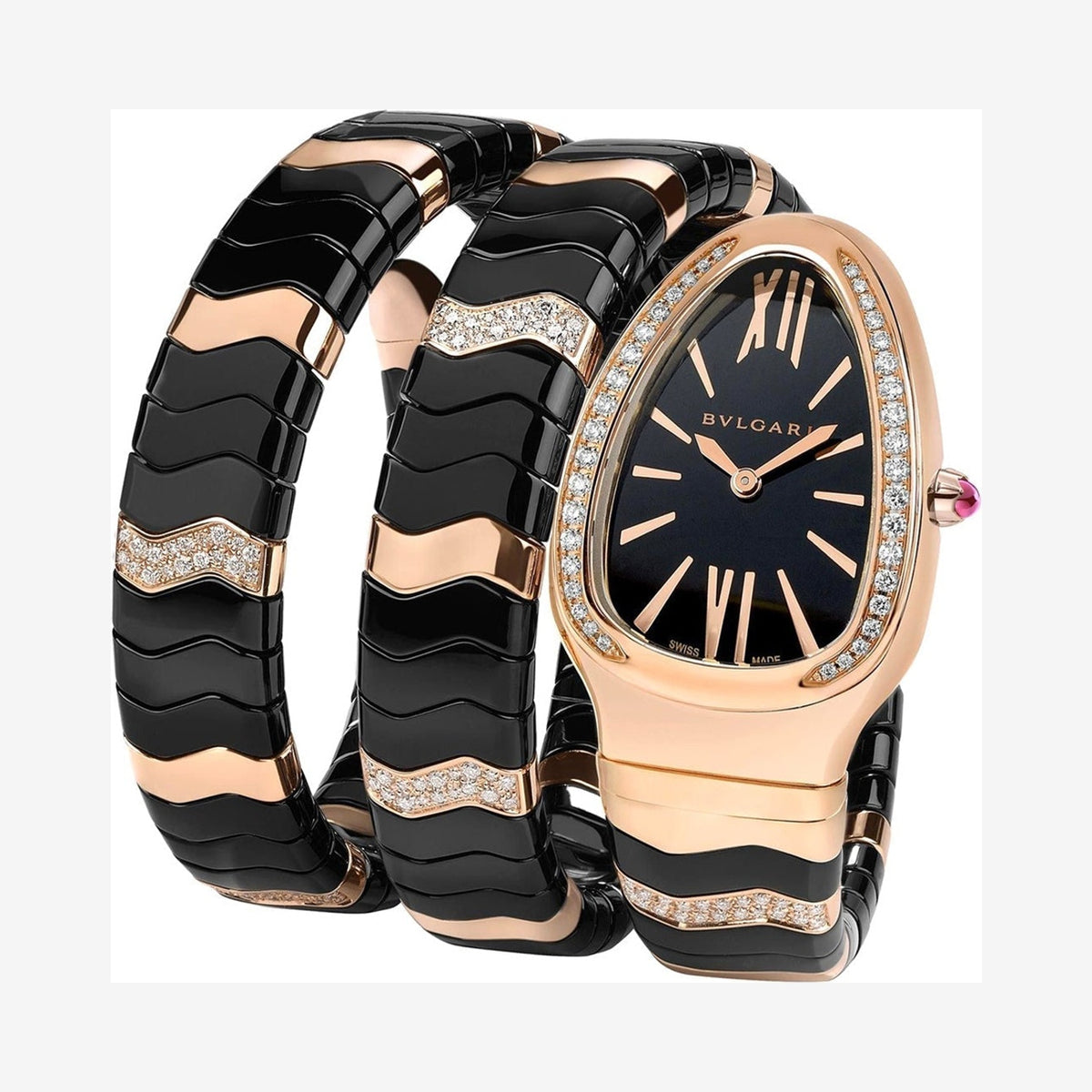 Bvlgari Serpenti Black and Rose Gold with Diamonds