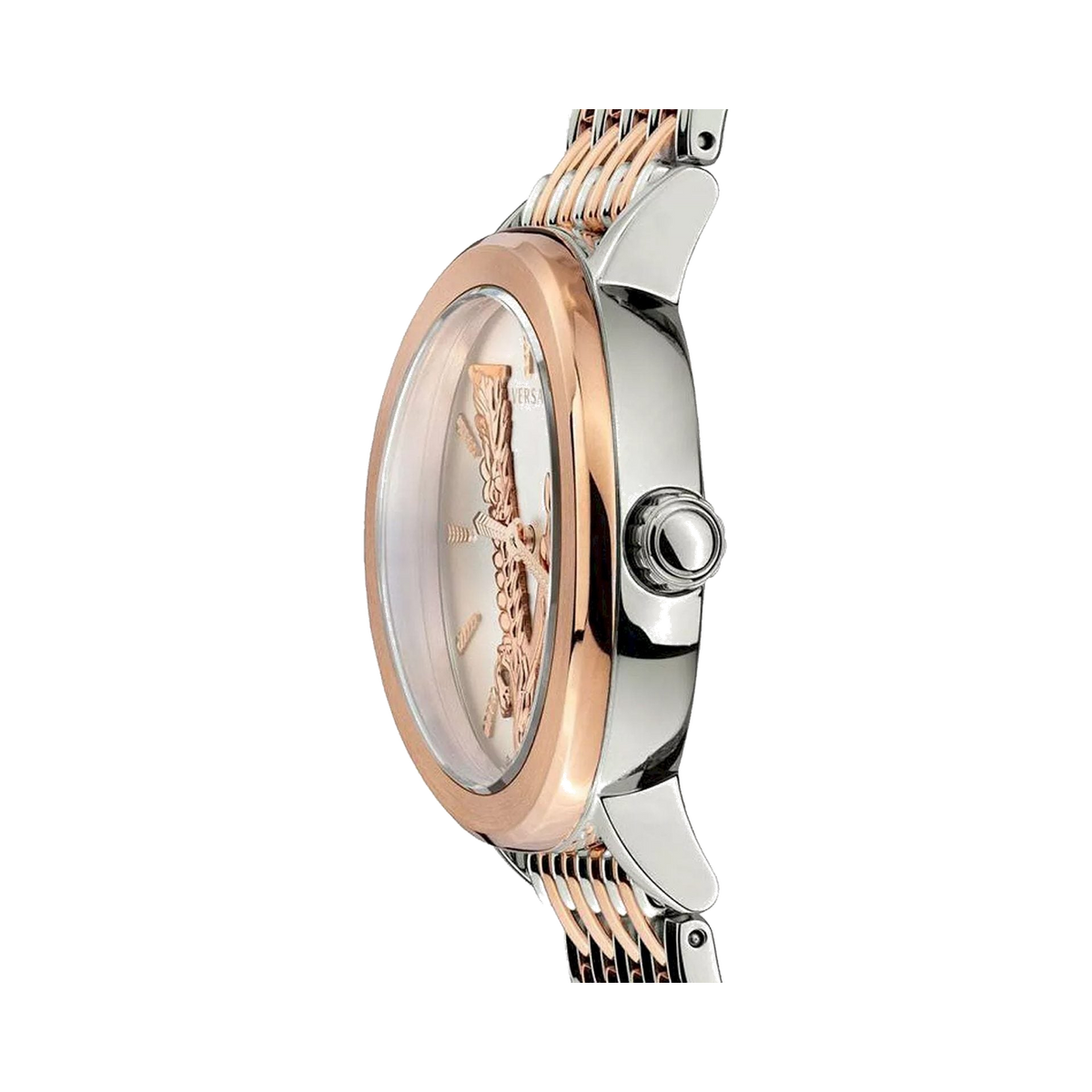 Versace Virtus White Silver Rose Gold Stainless Steel Women's Watch - Lc Watches