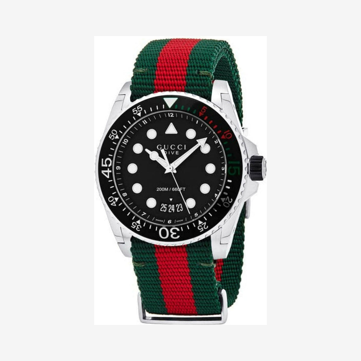 Gucci Dive Red and Green Nylon Wristwatch