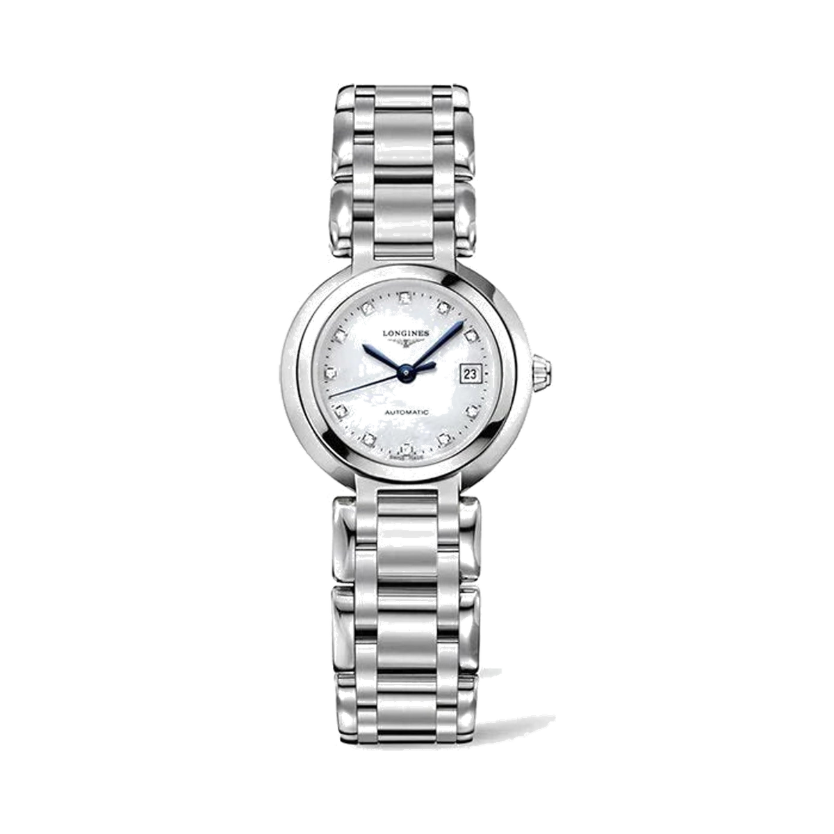 Longines PrimaLuna Automatic Watch - 26.5 mm Steel Case - White Mother-Of-Pearl Diamond Dial watches