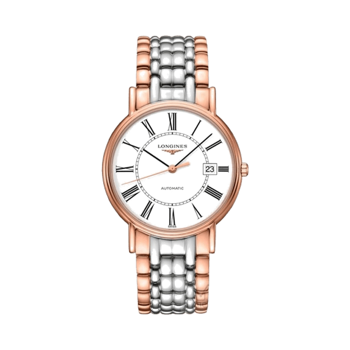 Longines Presences White/Rose gold colored steel Ø38.5 mm watch