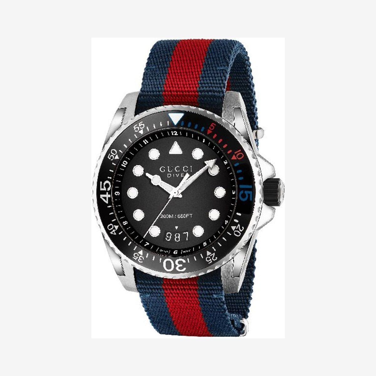 Gucci Dive Blue and Red Nylon Wristwatch