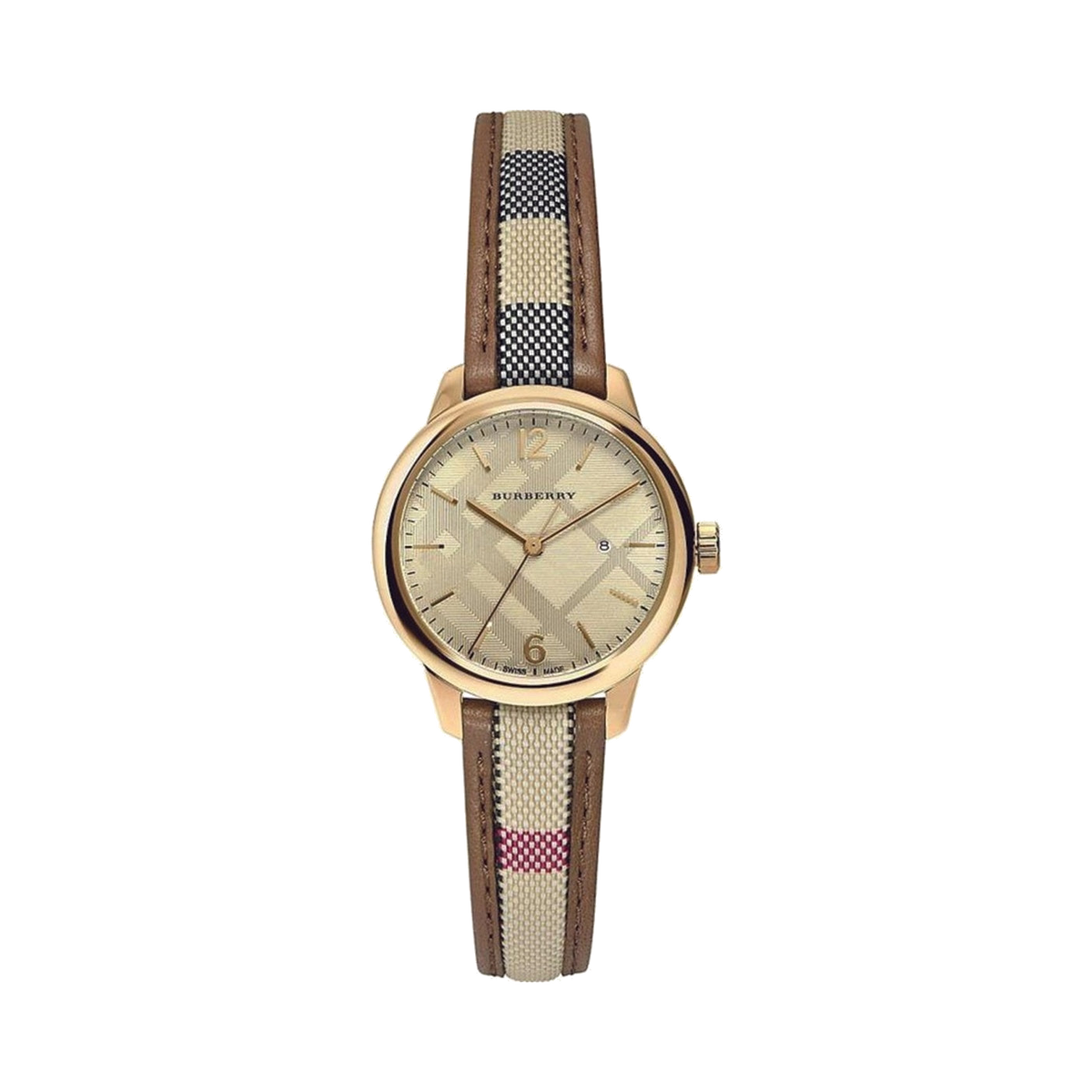 Burberry 32 mm Ladies Check Brown Leather Watch