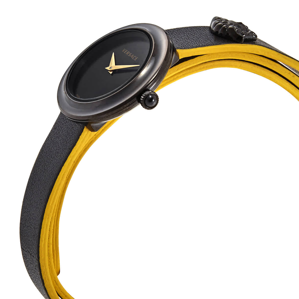 Versace V-Flare Black Leather Wrap 28 mm Ladies Watch