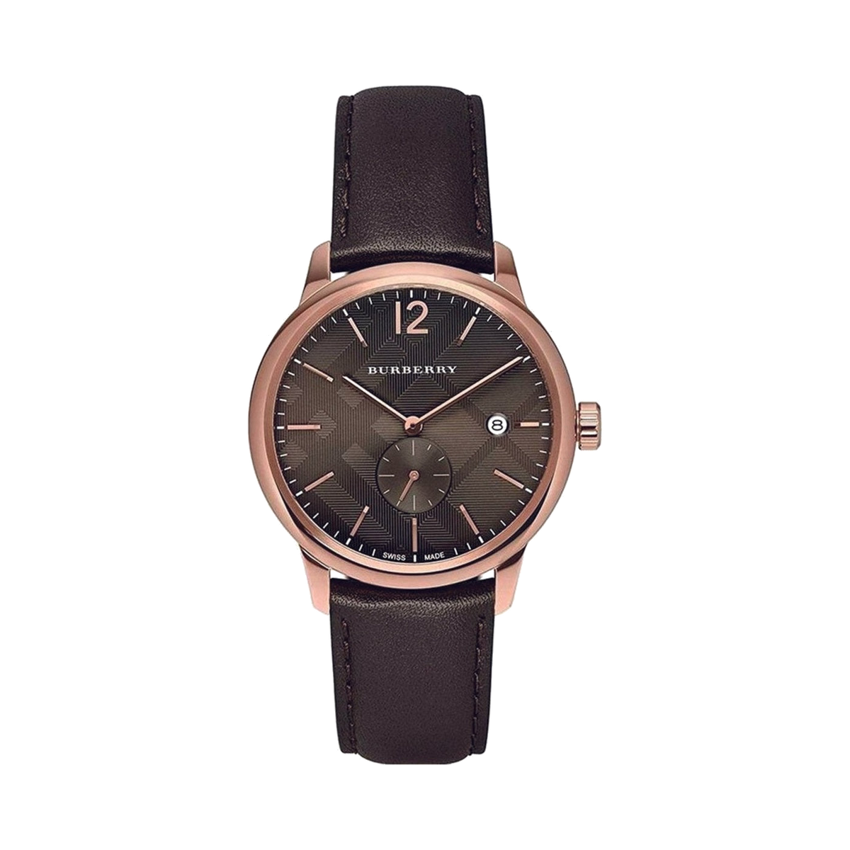 Burberry Brown Leather Rose Gold Toned Wristwatch
