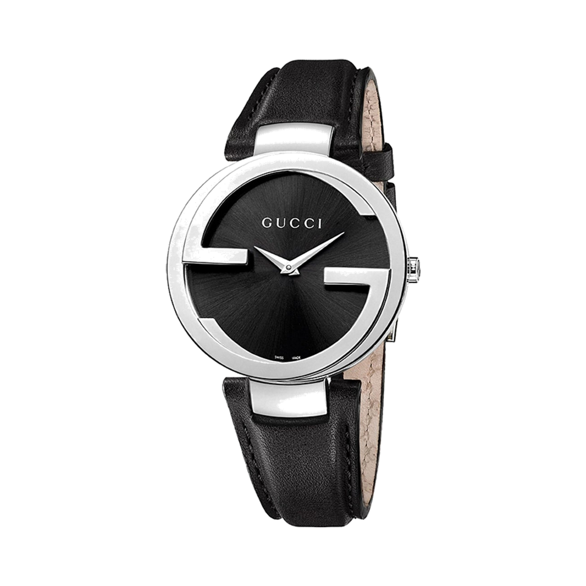 Gucci Interlocking G 37 mm Black Leather Wristwatch