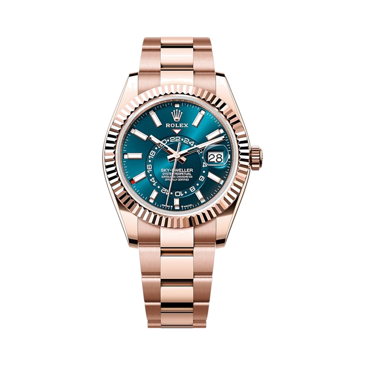 New 2026 Rolex Sky-Dweller 18 kt Everose Gold Blue-Green Dial Men's Watch