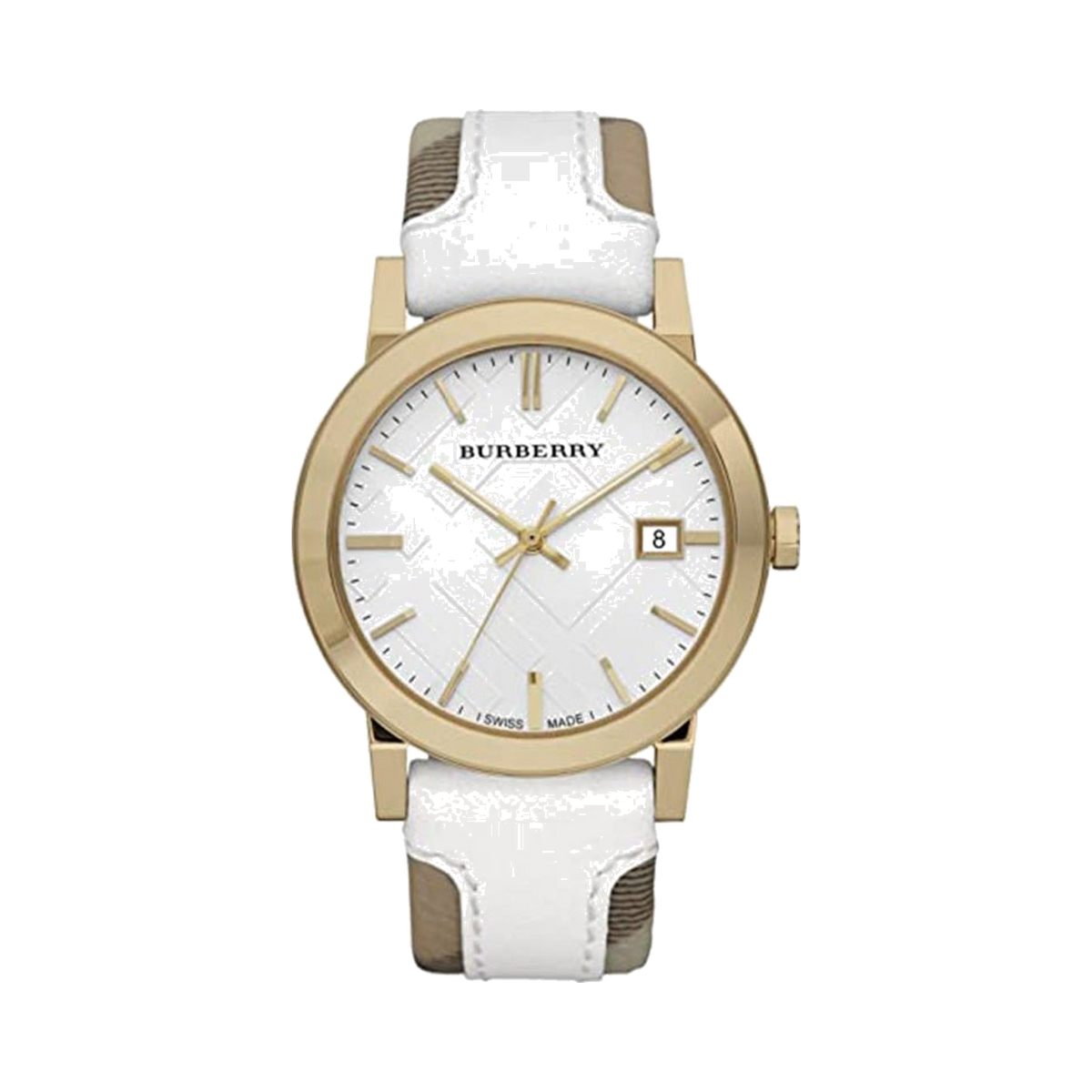 Burberry Checked and White Leather Watch