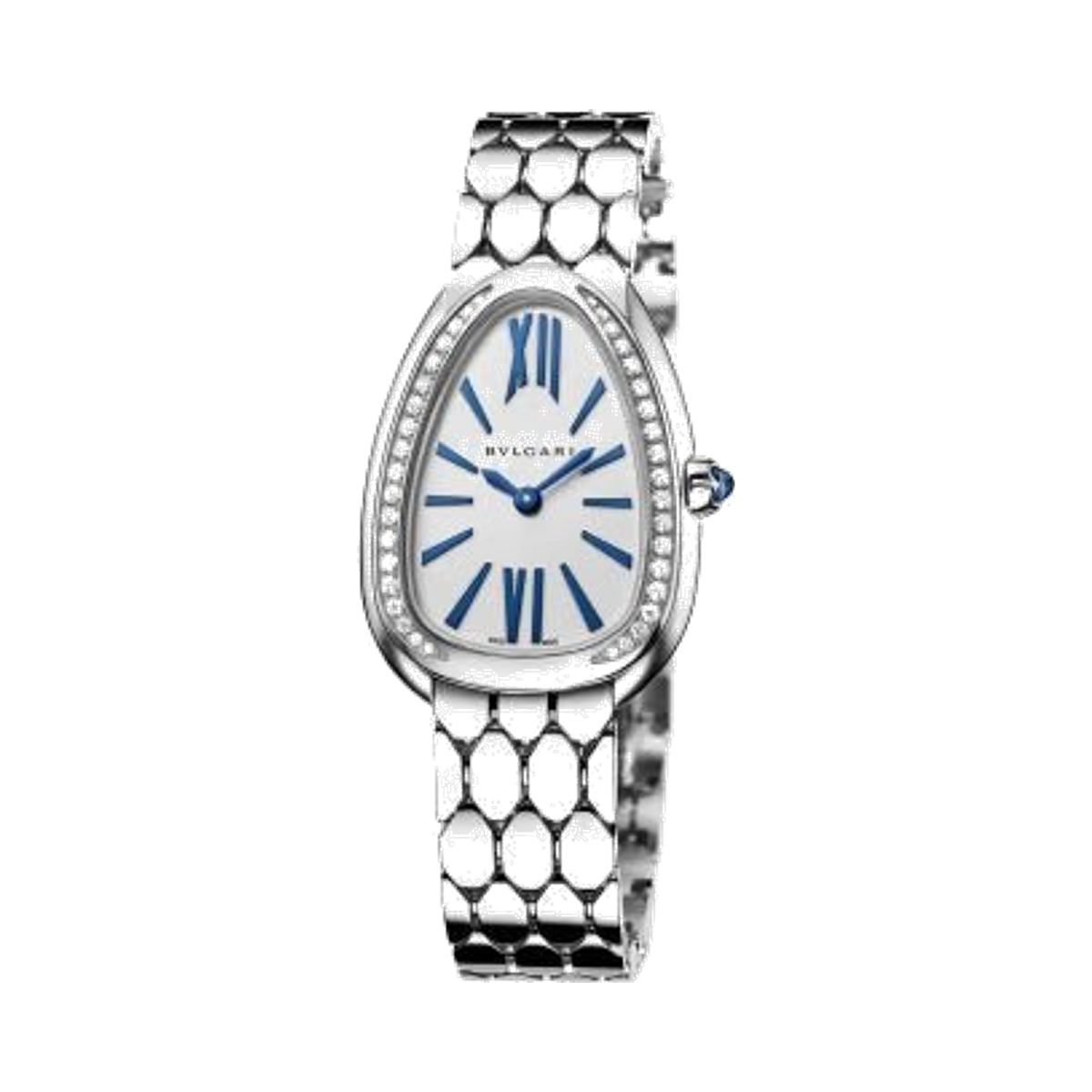 Bvlgari Serpenti Seduttori 18 KT White Gold Bezel Watch With Diamonds - Lc Watches