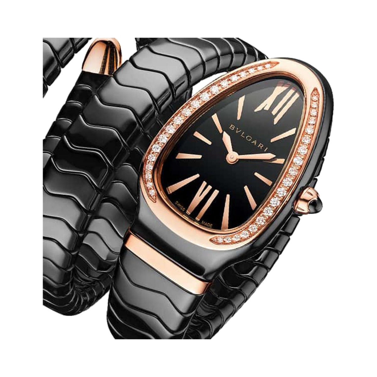 Bvlgari Serpenti Spiga Double Spiral Black Watch - Lc Watches