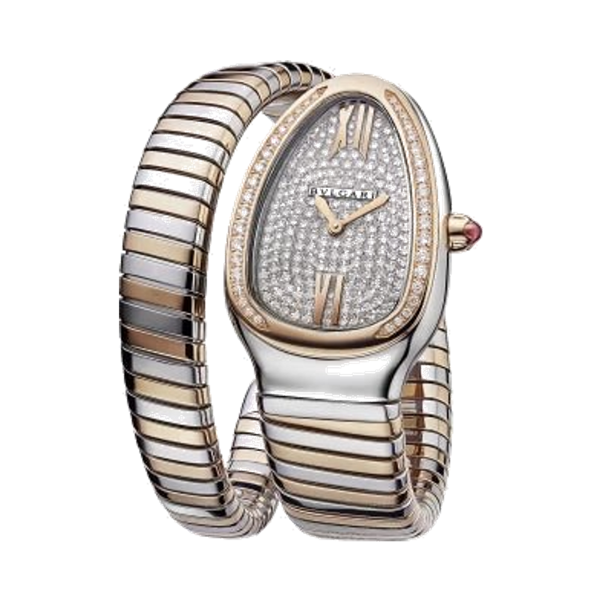 Bvlgari Serpenti Tubogas 18 KT Rose Gold Lady Watch With Brilliant - Cut Diamonds - Lc Watches