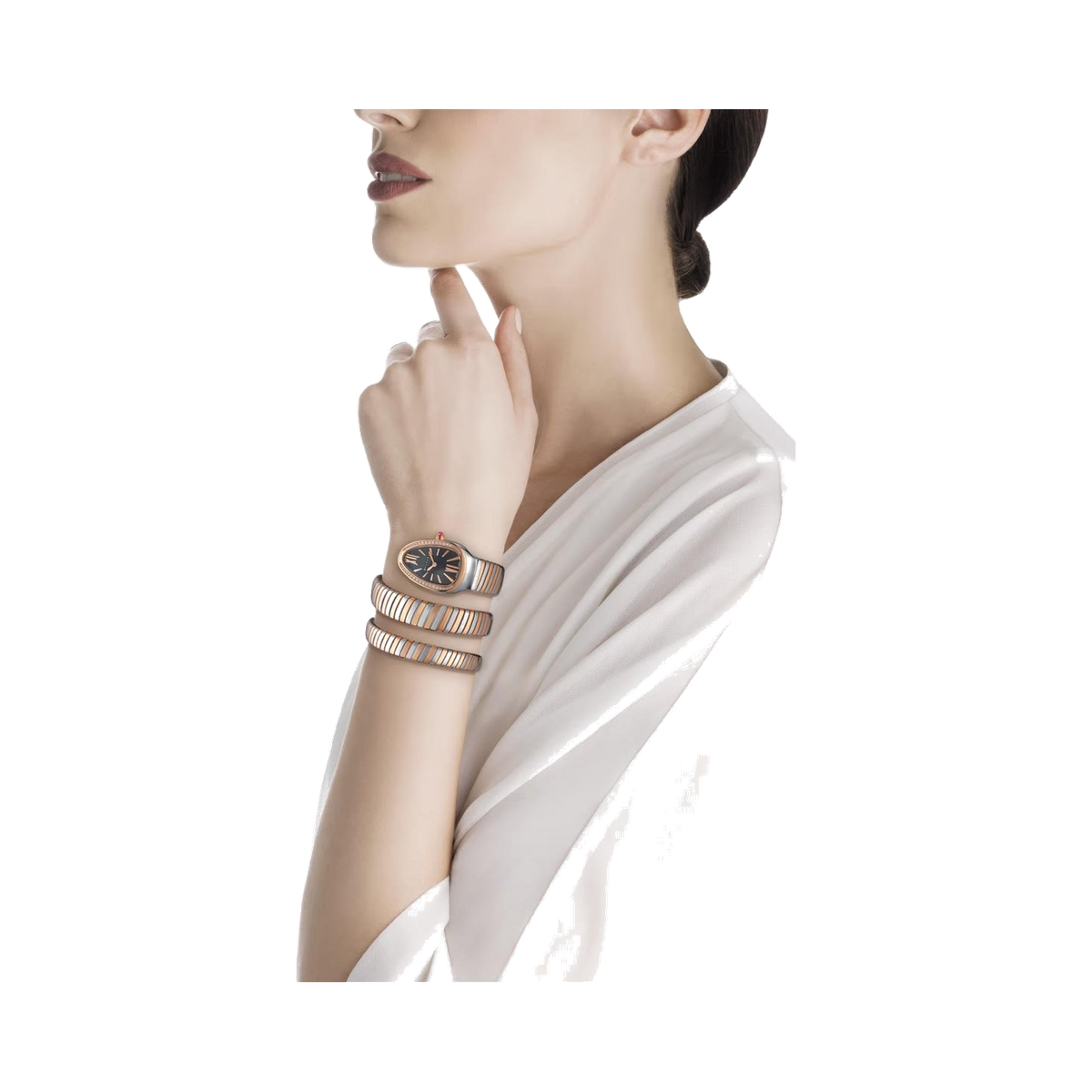 Bvlgari Serpenti Tubogas double spiral Black Dial watch with stainless steel - Lc Watches