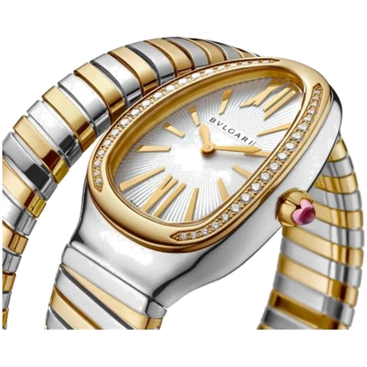 Bvlgari Serpenti Tubogas Single - Spiral 18 KT Gold Watch With Diamonds - Lc Watches