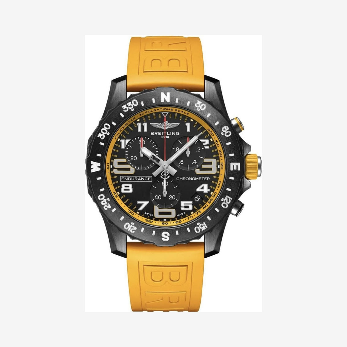 Breitling Endurance Pro Chronograph Quartz Black Dial Yellow Strap Men's Watch
