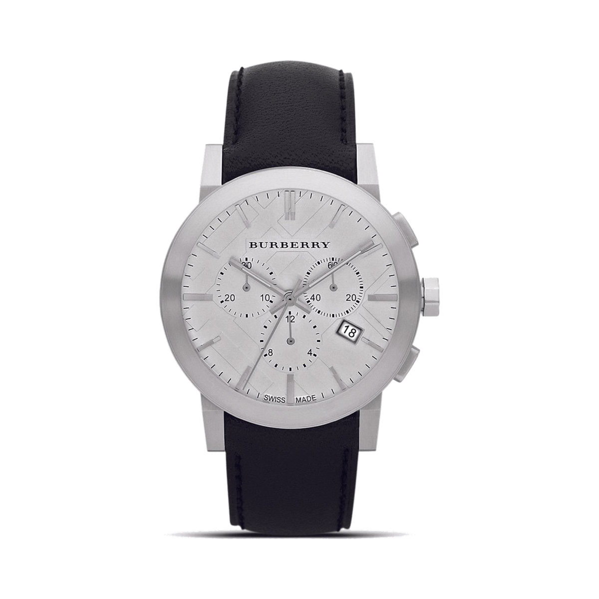Burberry Black Leather Chronograph Wristwatch