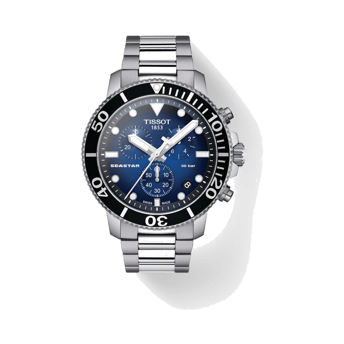 Tissot Silver and Blue Seastar 1000 Chronograph Watch