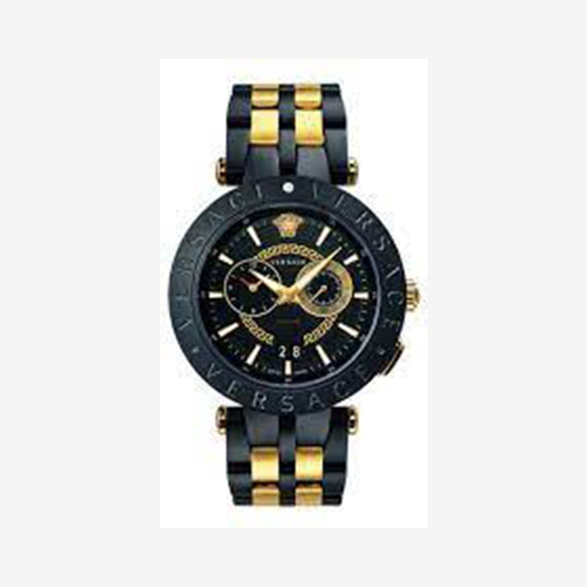 Versace V-Race Black Two-tone Bracelet Chronograph Wristwatch