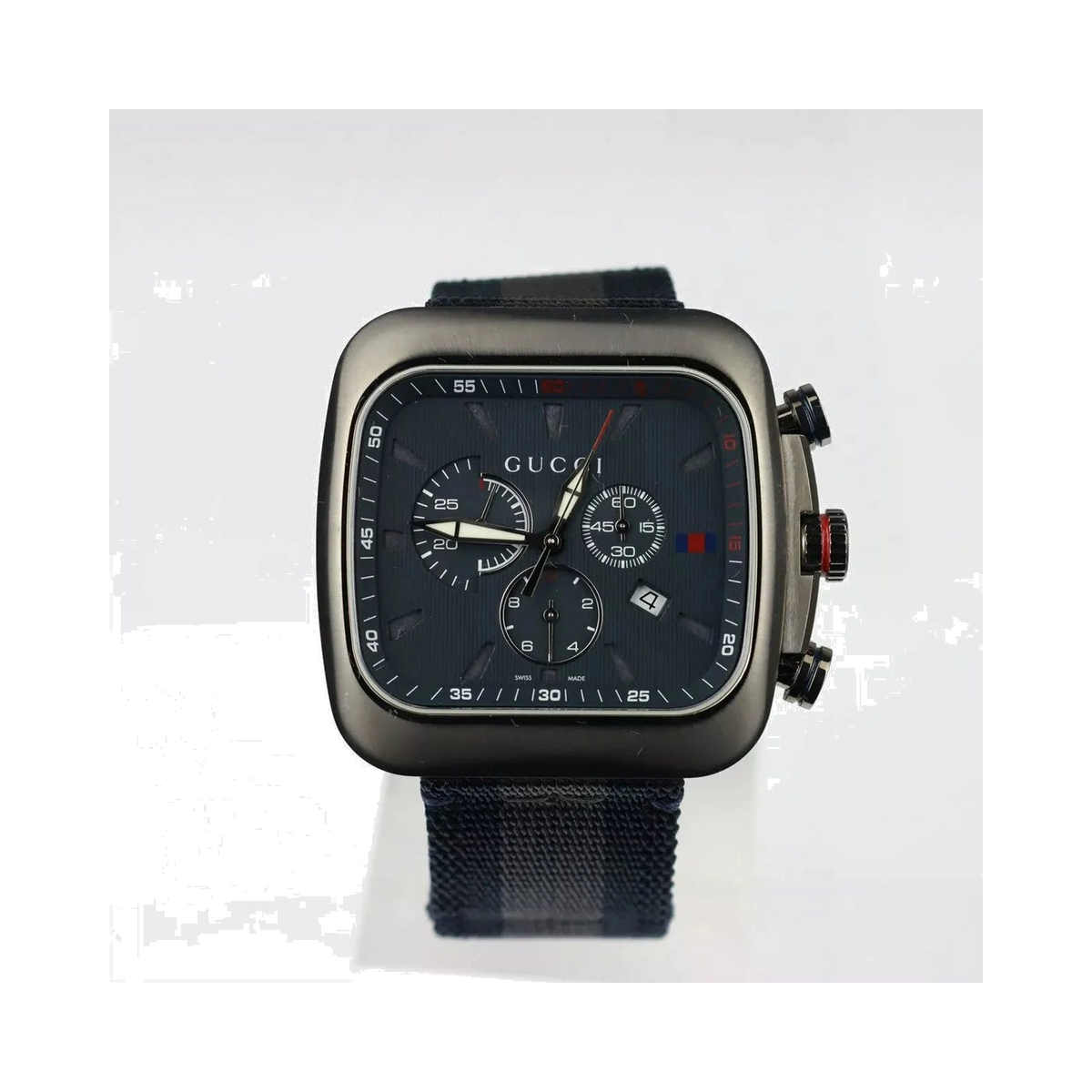Gucci Coupe Chronograph Blue Dial Blue and Grey Fabric Men's Watch