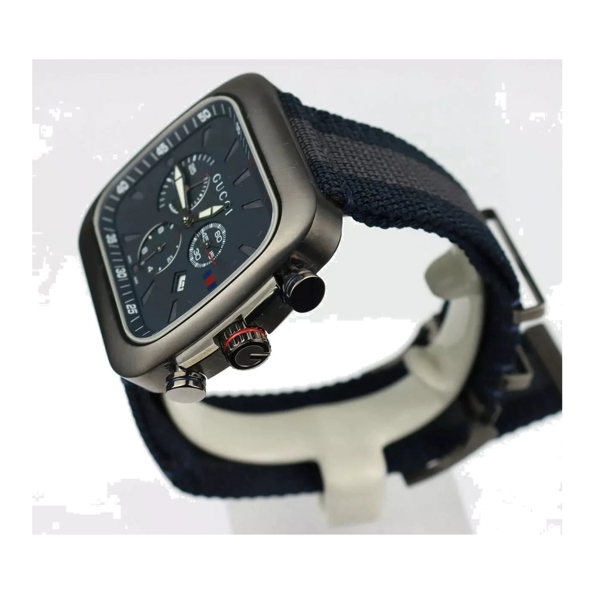 Gucci Coupe Chronograph Blue Dial Blue and Grey Fabric Men's Watch - Lc Watches